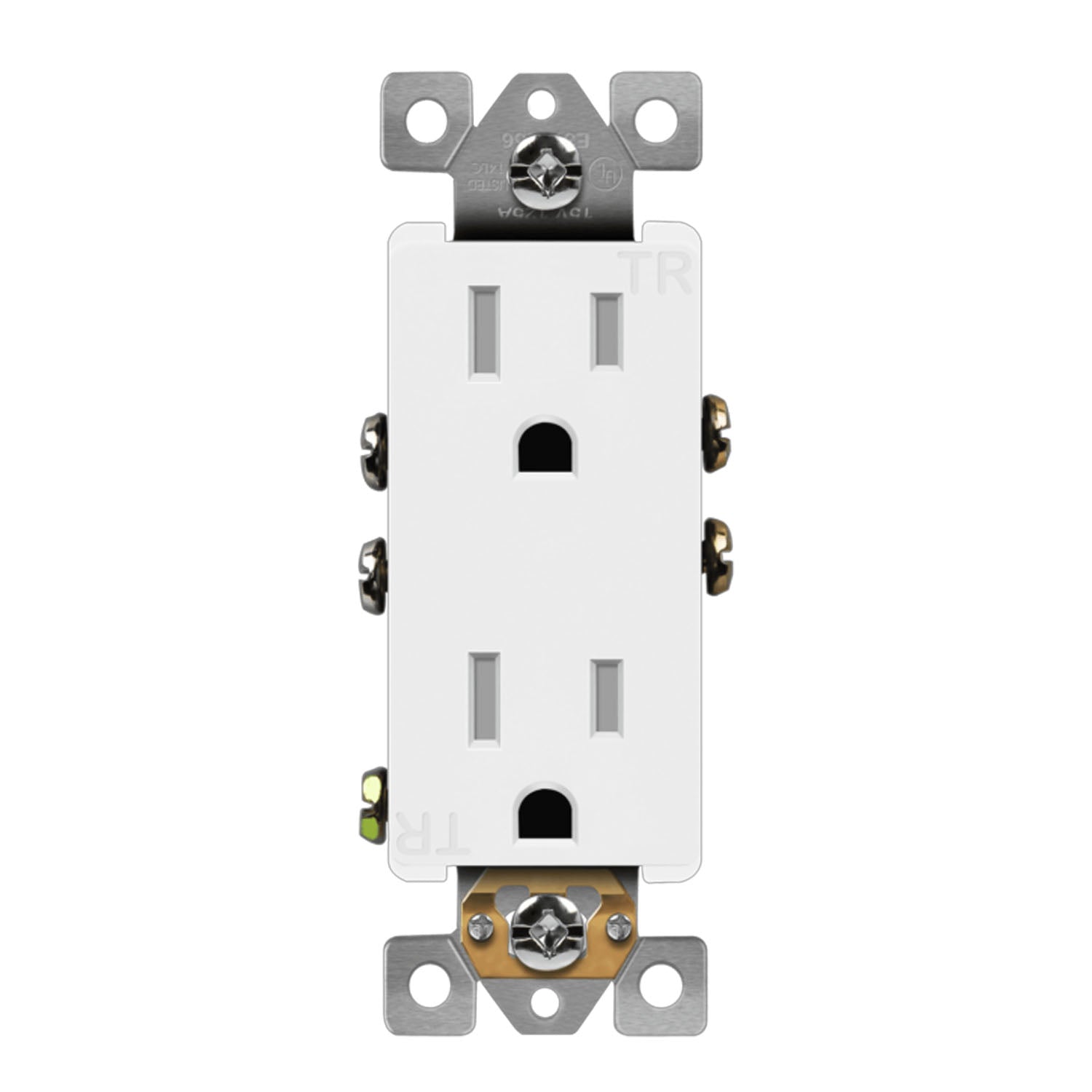 15 Amp Tamper Resistant Duplex Outlet - White, TRR Receptacle, Childproof Electrical Outlet Cover for Home, Office & Nursery Safety