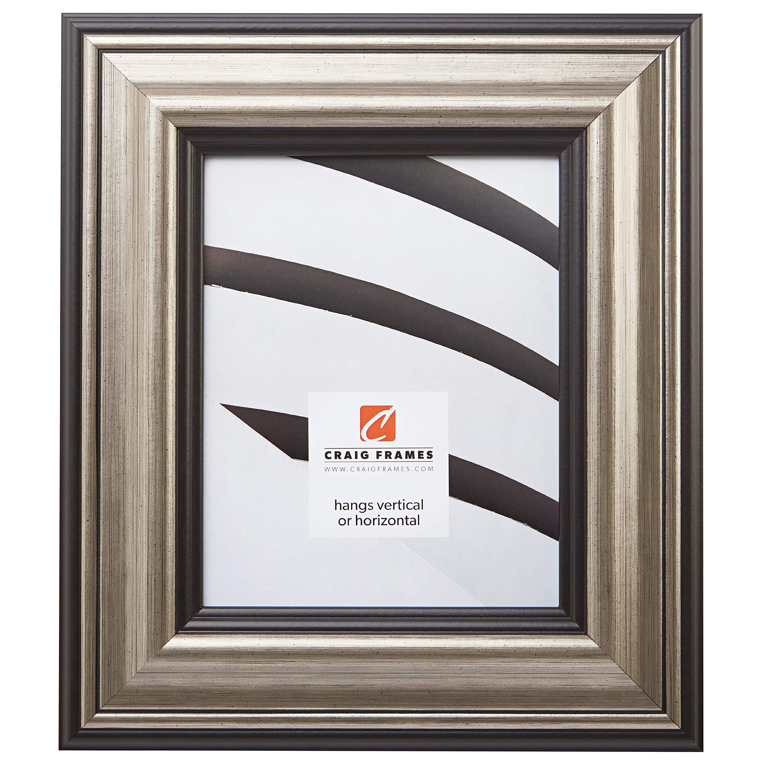 Craig Frames Sonora 16x22 Inch Picture Frame - Aged Silver & Black for Wall Art & Photos