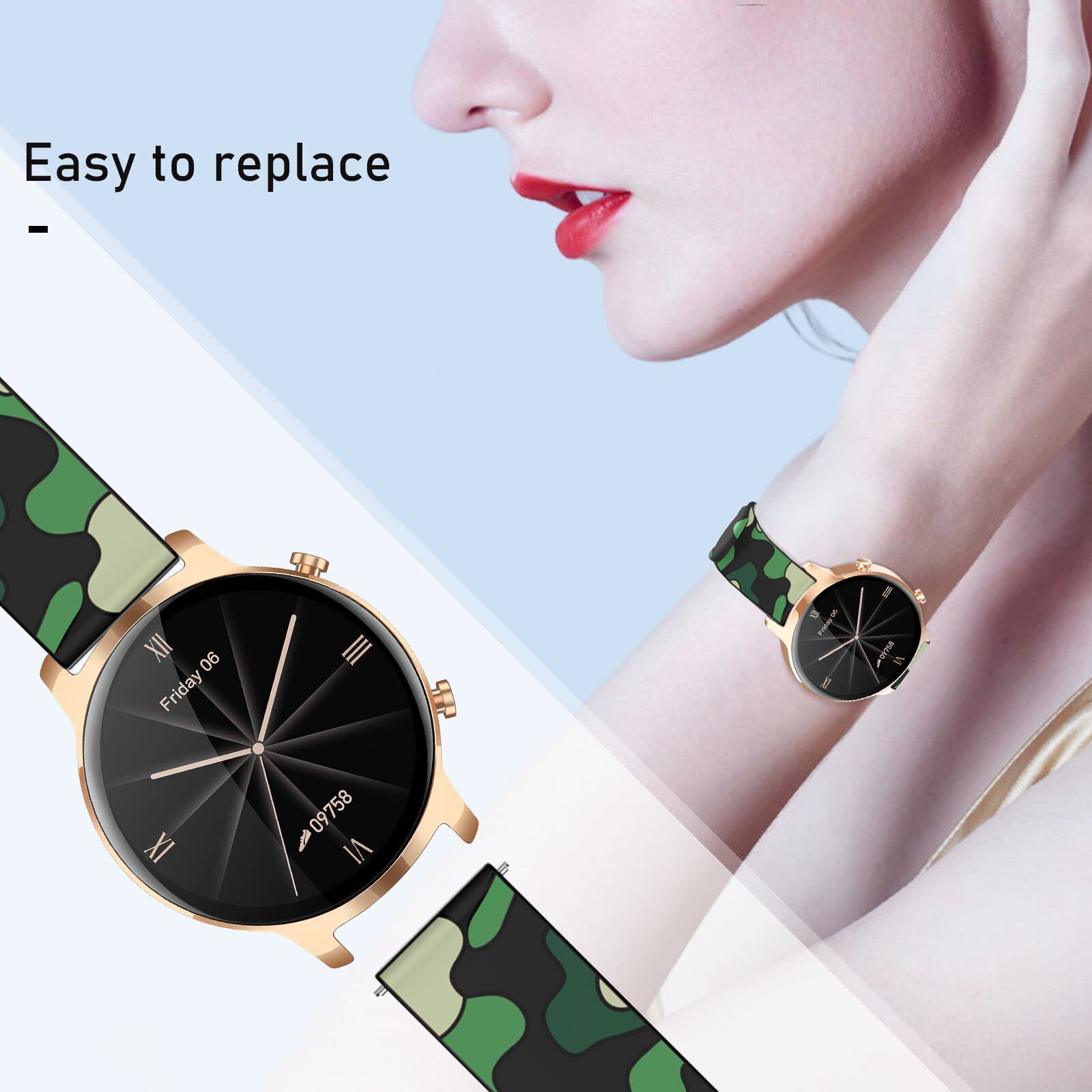 Nemheng 20mm Soft Silicone Smart Watch Bands - Adjustable Replacement Straps for N1 Smart Watch | Perfect for Fitness, Workouts & Everyday Wear
