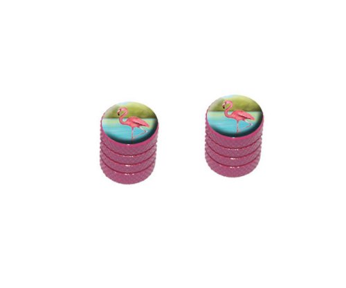 Flamingo Motorcycle & Bicycle Tire Valve Stem Caps - Pink Aluminum Alloy Wheel Rim Accessories for Bike, Scooter, ATV - Perfect for Customizing & Protecting Valve Stems on Road Trips or Urban Commutes