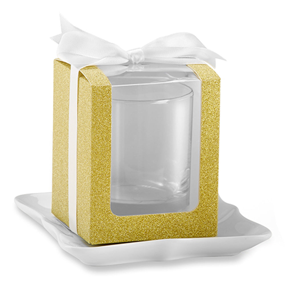 Premium 9 oz Gold Glassware Gift Box Set with Ribbon - Elegant Drinking Glasses for Weddings, Parties & Special Occasions (Set of 12)