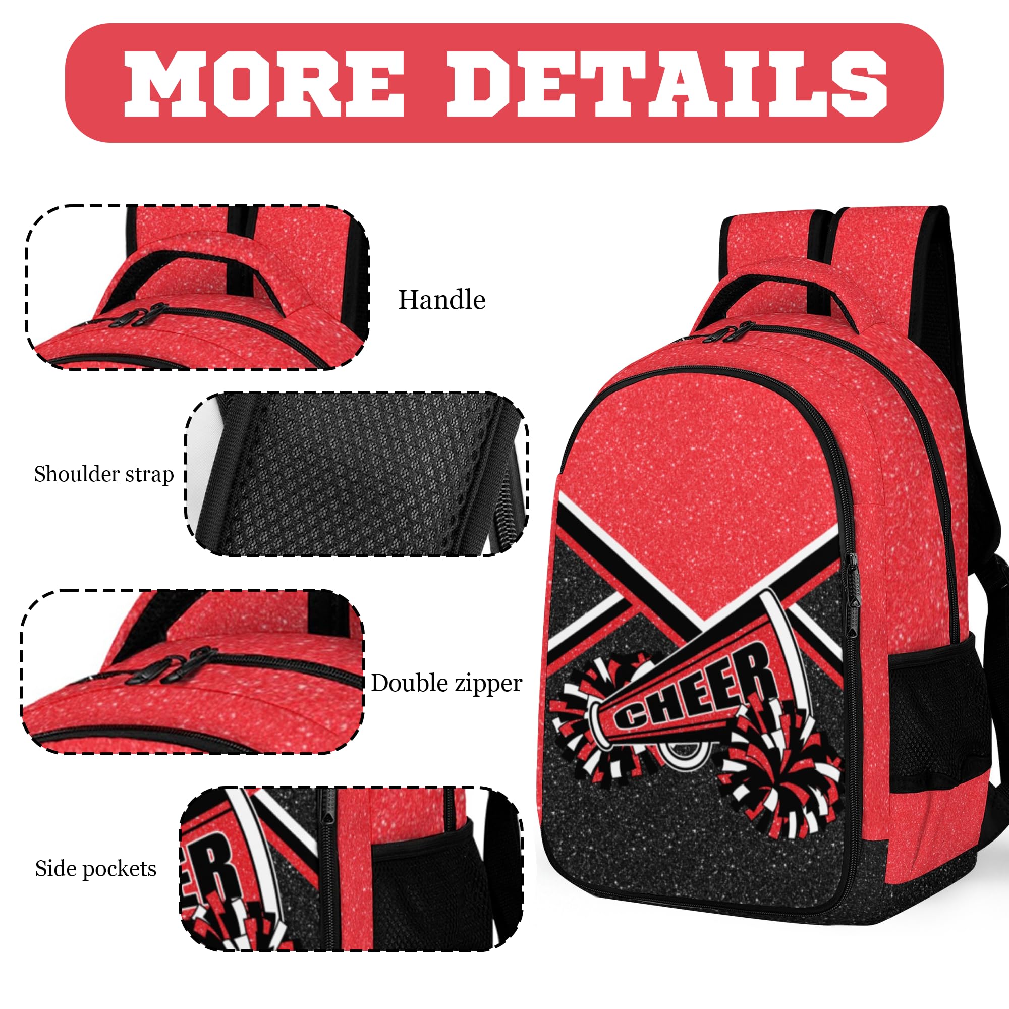 Cheerleader Backpack for Women & Teams - Durable Cheerleading Sports Bag with Adjustable Straps (Red) - Perfect for Gym, Practice, Competitions & School