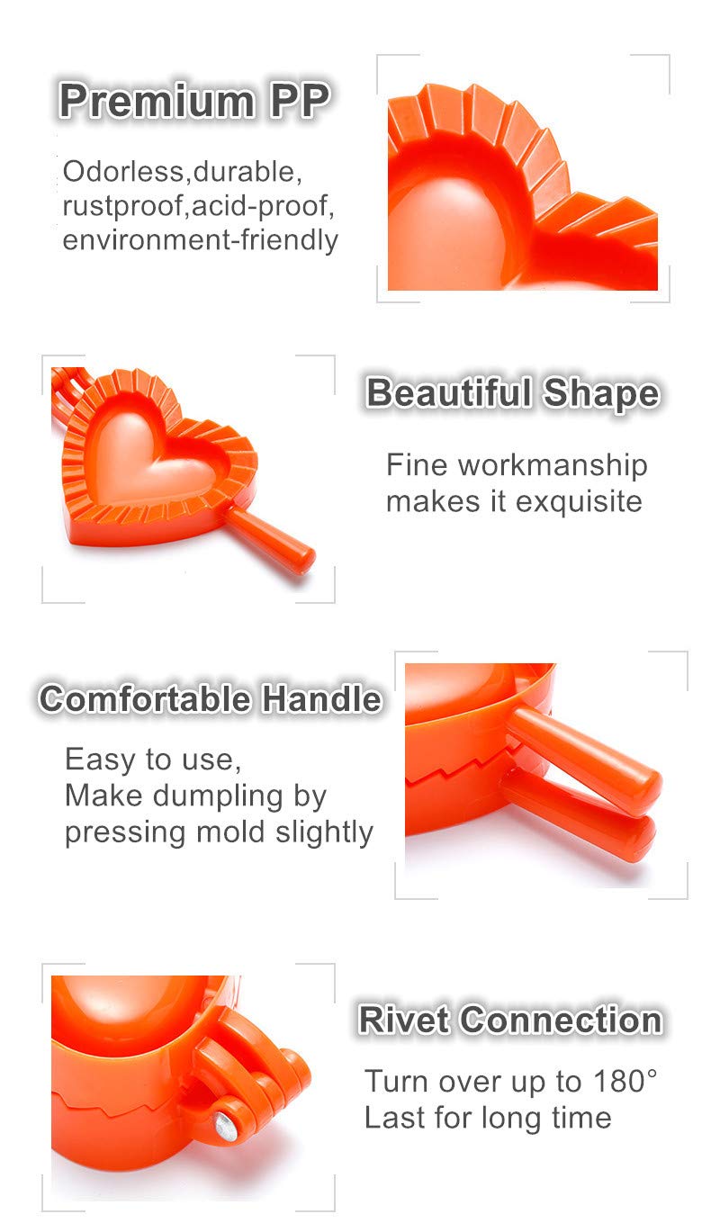 4-Piece Dumpling Maker Set - Chinese Dumpling Cutter, Pie & Ravioli Press Mold with Heart/Flower/Star/Round Shapes (Medium Size) - Perfect for Homemade Dumplings, Empanadas & Pastry Making