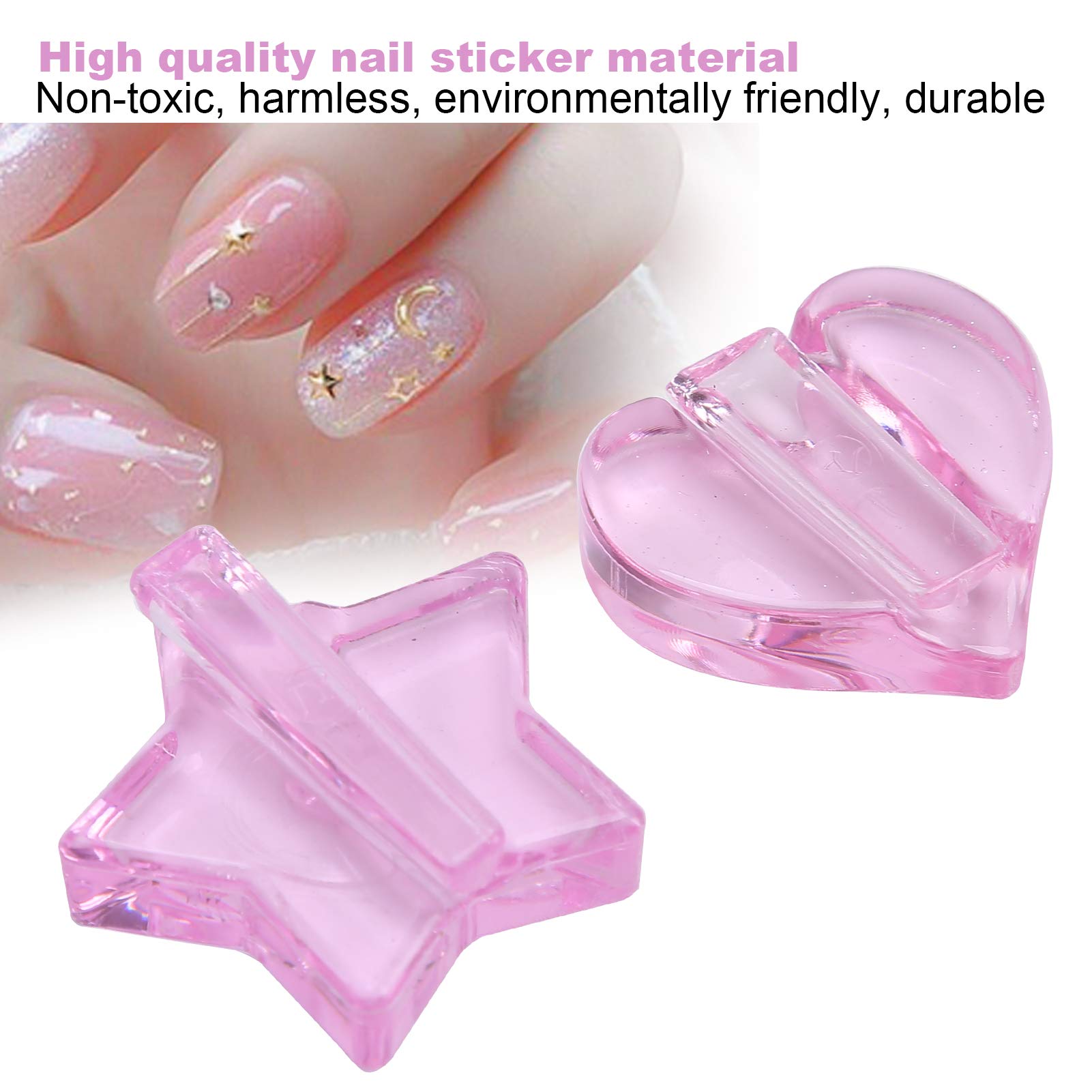 2PCS Nail Art Metal Frame - Star & Heart Embossed Bending Tool for DIY Manicure, Nail Salon & Home Use | Professional Nail Art Equipment for Creative Designs