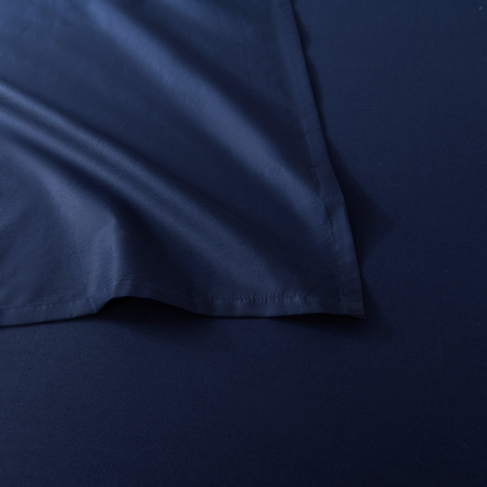 Premium 400 Thread Count Casey Cotton Flat Sheet - Navy Blue Single Bed Size | Soft & Breathable for Comfortable Sleep, Dorm Room Essentials, Guest Bedding