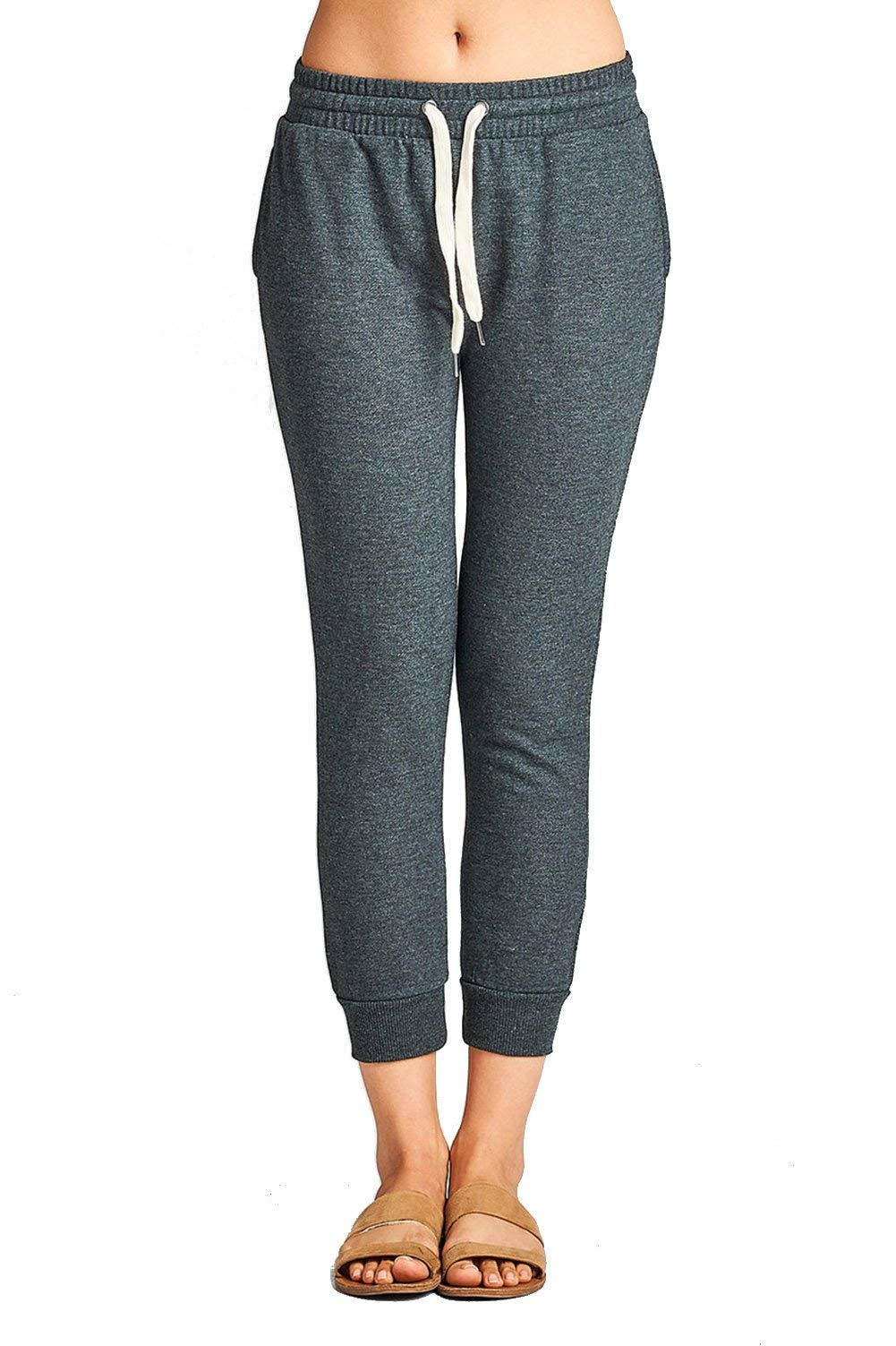 Khanomak Women's High Waisted Yoga Sweatpants - French Terry Workout Joggers with Pockets for Running, Gym & Lounge Wear