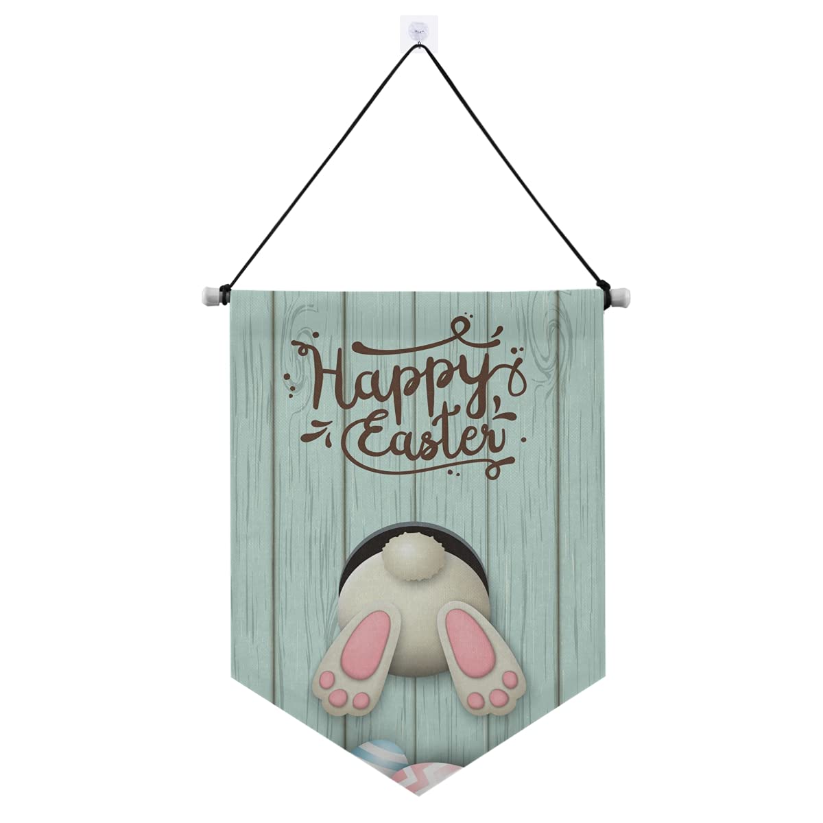 Easter Bunny Rabbit Hanging Banner - Porch Sign Decor for Indoor & Outdoor Use - Happy Easter Eggs Door Sign - Perfect for Home, Party, Garden, and Spring Celebration Decorations