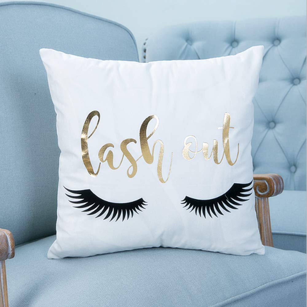 Decorative Throw Pillow Covers 18x18 Inches - Gold Foil Splash Lettering Design for Couch, Sofa & Bed - Modern Home Decor Accent Pillow Cases - Perfect for Living Room, Bedroom & Office Decor