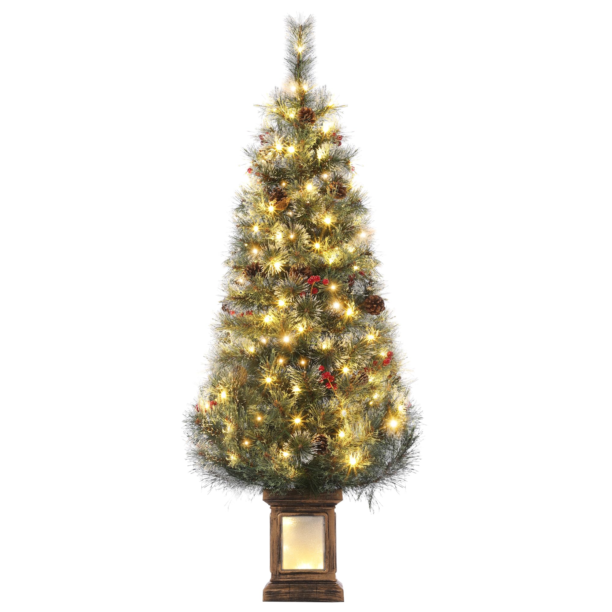 4.5 Ft Pre-Lit Artificial Christmas Tree with 108 Warm White LED Lights - Easy Assembly Holiday Decor for Home, Office & Party | Indoor Festive Decorations for Christmas, Winter & Holiday Season