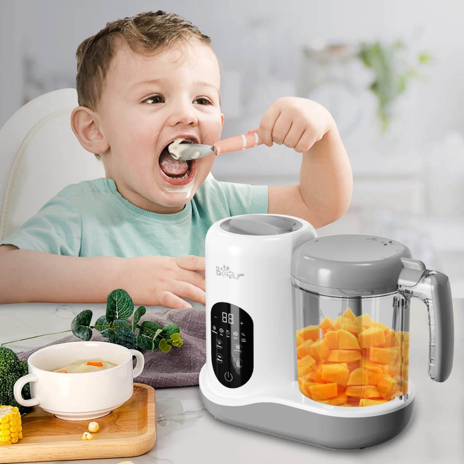2023 Bear Baby Food Maker - One-Step Steamer, Blender & Puree Processor with Auto Cooking, Grinding & Self-Cleaning | Touch Screen Control | Perfect for Homemade Baby Food, Toddler Meals & Healthy Purees