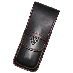 Dee Charles Designs Premium 3 Pen Box Carrying Case - Midnight Red Leather Pen Holder for Fountain Pens, Ballpoints & Rollerballs - Perfect for Office, School & Travel