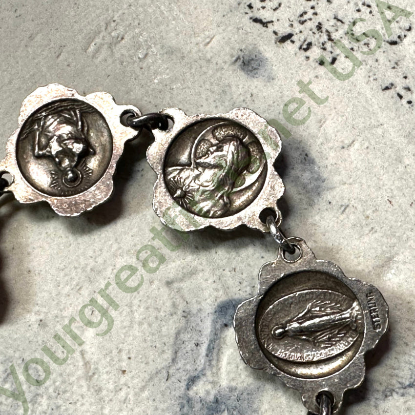 Vintage Devotional Sterling Silver Catholic Bracelet - Religious Jewelry for Women, Gift for Baptism, First Communion & Prayer
