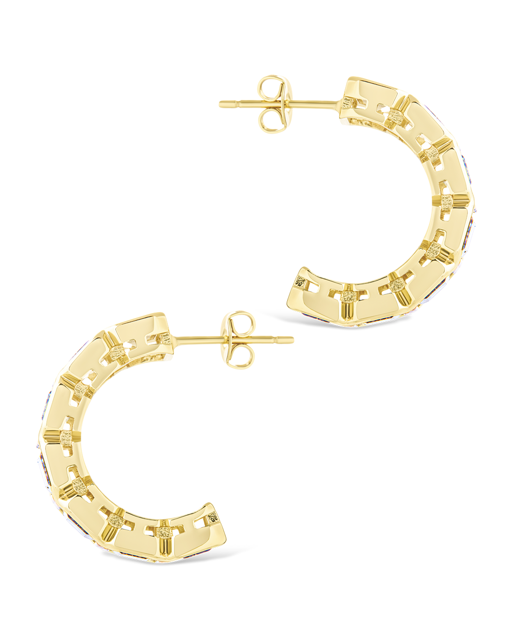 Nyssa Bezel CZ Station Hoop Earrings for Women - Cubic Zirconia Gold Plated Dangle Earrings - Elegant Jewelry Gift for Birthday, Anniversary & Special Occasions