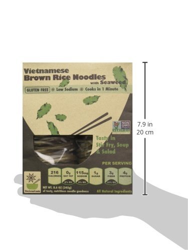 Organic Brown Rice Noodles with Seaweed - Gluten-Free Ramen Alternative, Non-GMO Pad Thai Noodles (24 Servings) | Perfect for Asian Cuisine, Vegan Meals & Healthy Dinner Options