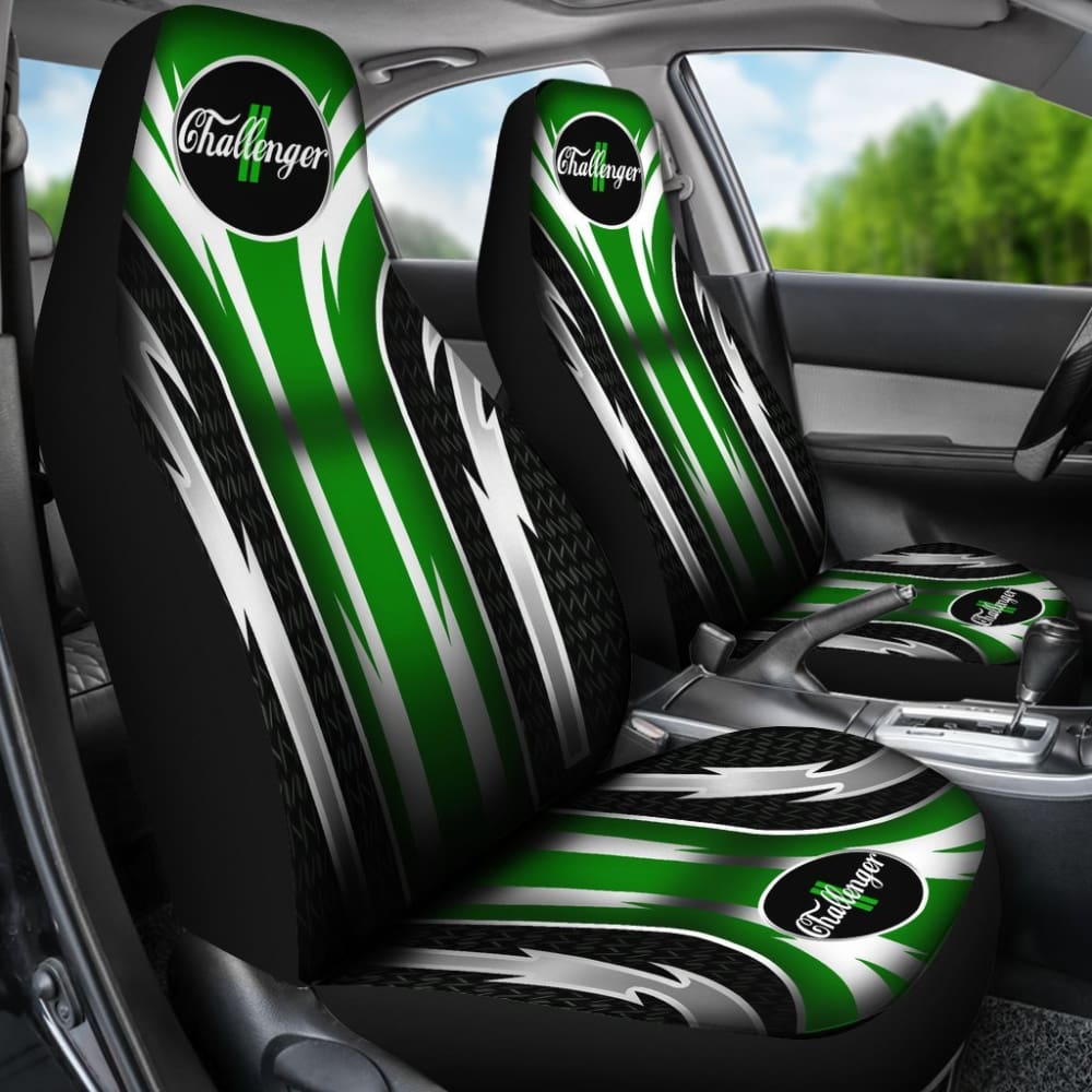 Premium 2-Piece Front Seat Covers for Dodge Challenger - Green (Part #144627) | Custom Fit, Breathable Fabric | Perfect for Car Enthusiasts & Daily Commuters