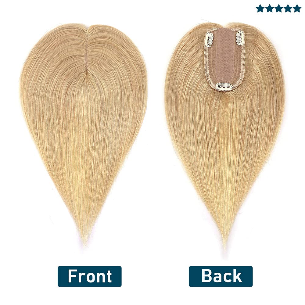 SEGO 100% Real Human Hair Toppers for Women - No Bangs Clip-in Hairpiece for Thinning Hair, 150% Density Silk Base with 3 Clips - Perfect for Hair Loss Coverage & Gray Hair Concealment (Great for Daily Wear, Special Occasions & Confidence Boosting)