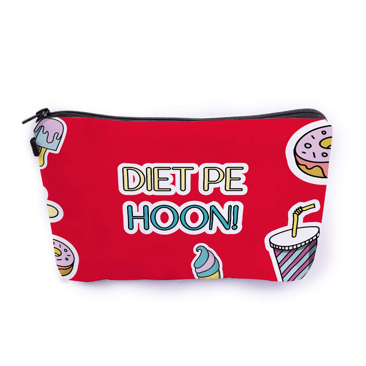 Crazyify Diet Pe Hoon Funny Makeup Pouch for Women - Canvas Cosmetic Travel Bag with Zipper, Toiletry Storage Organizer | Perfect for Travel, Gym & Daily Makeup Organization