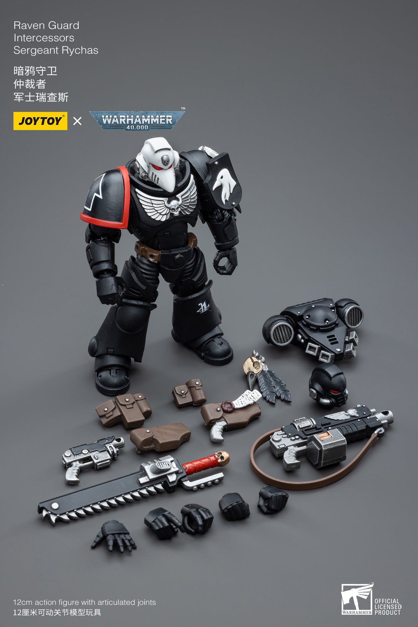 JOYTOY 1/18 Scale Warhammer 40K Raven Guard Intercessors Sergeant Rychas Action Figure - Collectible Miniature for Tabletop Gaming & Display