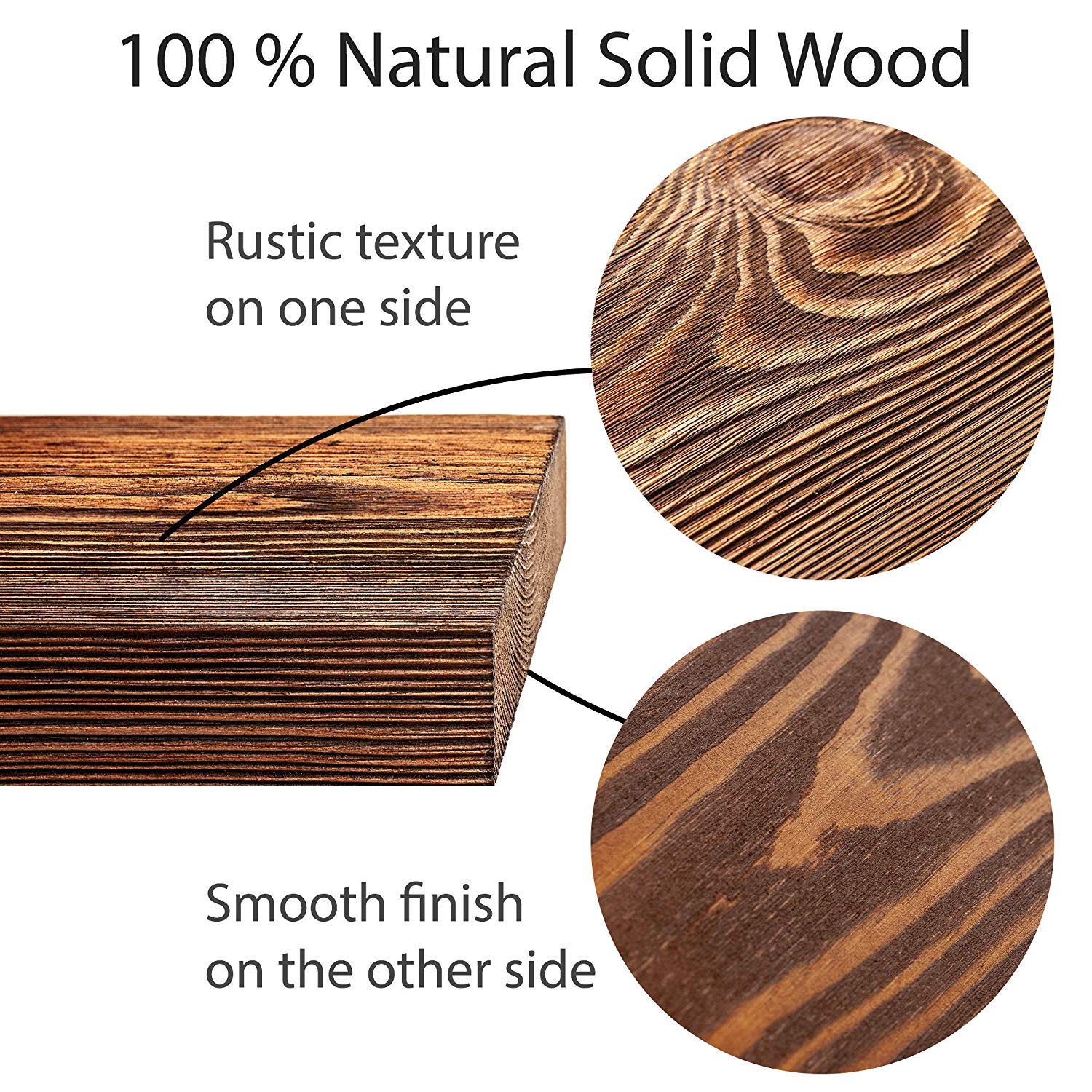 Handmade Rustic Pine Wood Floating Shelves Set of 3 - 1.5