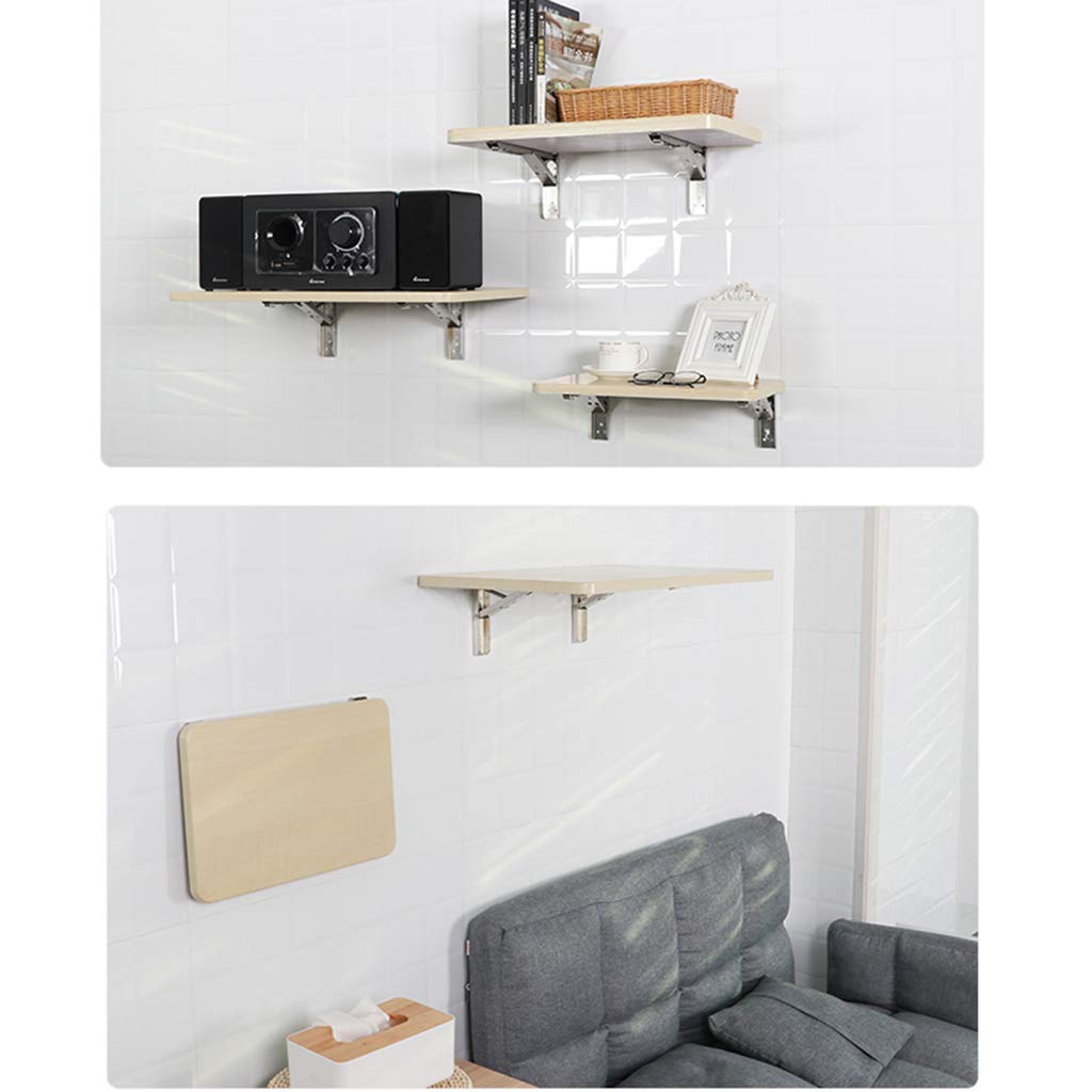 Wall-Mounted Drop-Leaf Folding Table - Solid Wood Floating Shelf with Multifunctional Design for Study, Office & Bathroom - Space-Saving Computer Desk, Book Table & Small Space Storage Solution - Perfect for Apartments, Dorms & Tiny Homes