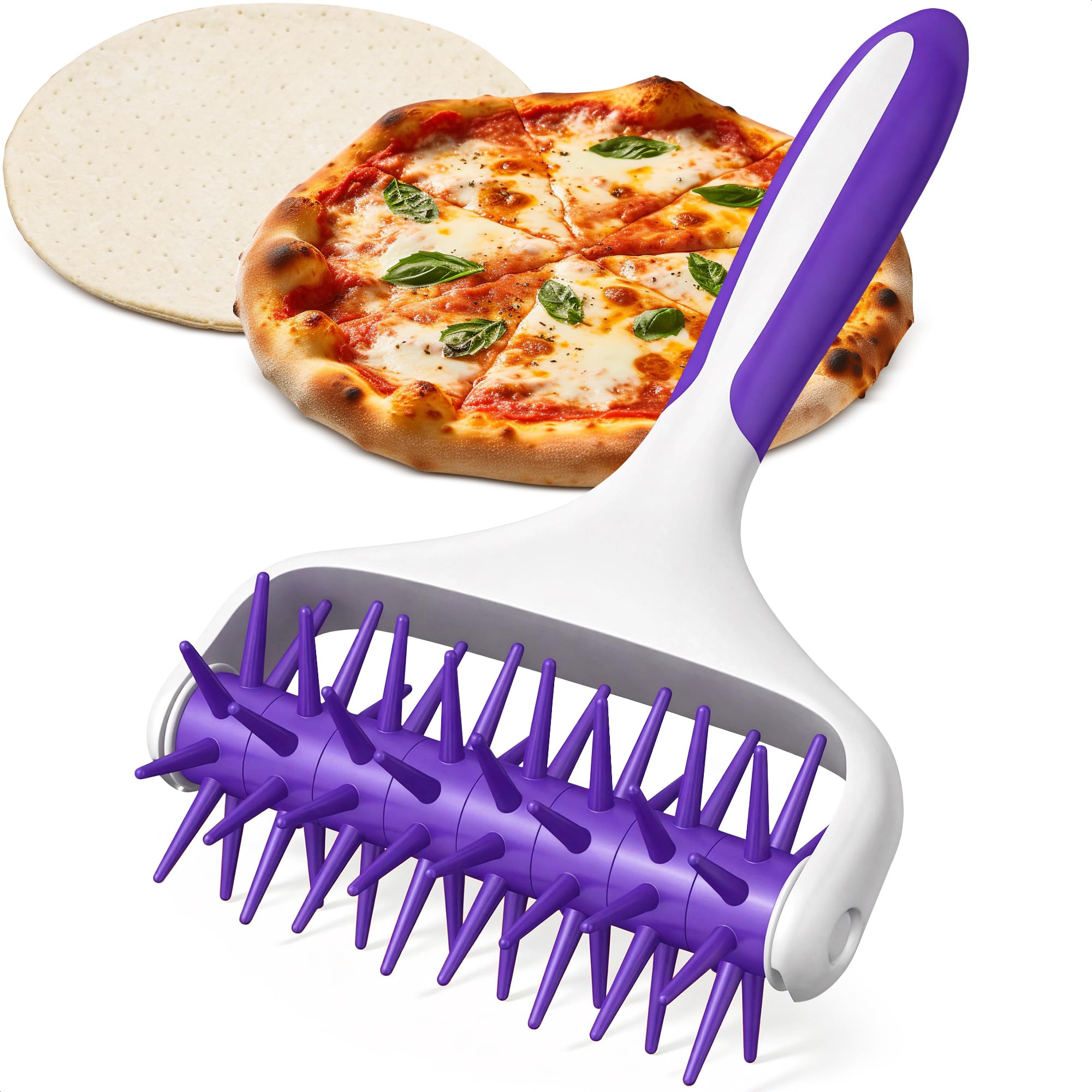 Premium Silicone Pizza Dough Roller & Docker - Professional Pizza Crust & Pastry Dough Tool with Hole Puncher for Perfect Baking | Ideal for Homemade Pizza, Cookies, Bread, and Pastry Dough Preparation