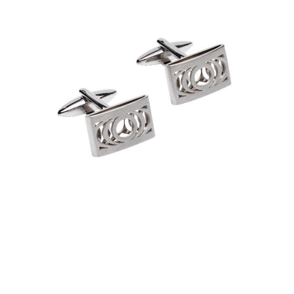 Elegant Steel Hollow Arc Design Rectangle Cufflinks for Men - Perfect for Weddings, Business Meetings & Formal Events