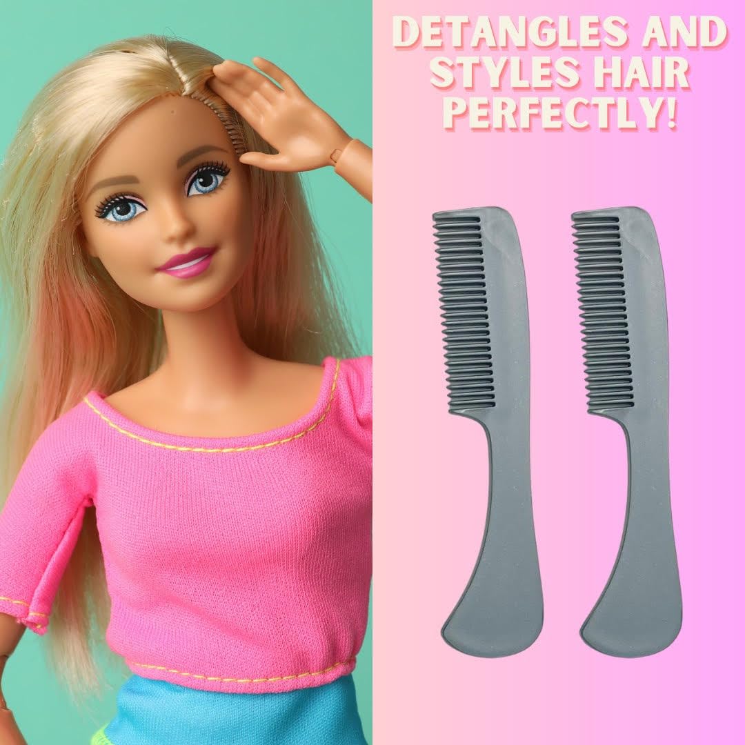 G.B.S Unbreakable Doll Comb Set - 3 Pack Fine Toothed Combs for Styling & Detangling Doll Hair & Wigs | Small Pocket Size | Perfect for American Girl Dolls, Barbie, Synthetic Wigs & Hair Extensions | Salon Quality Hair Care Tools for Kids & Collectors