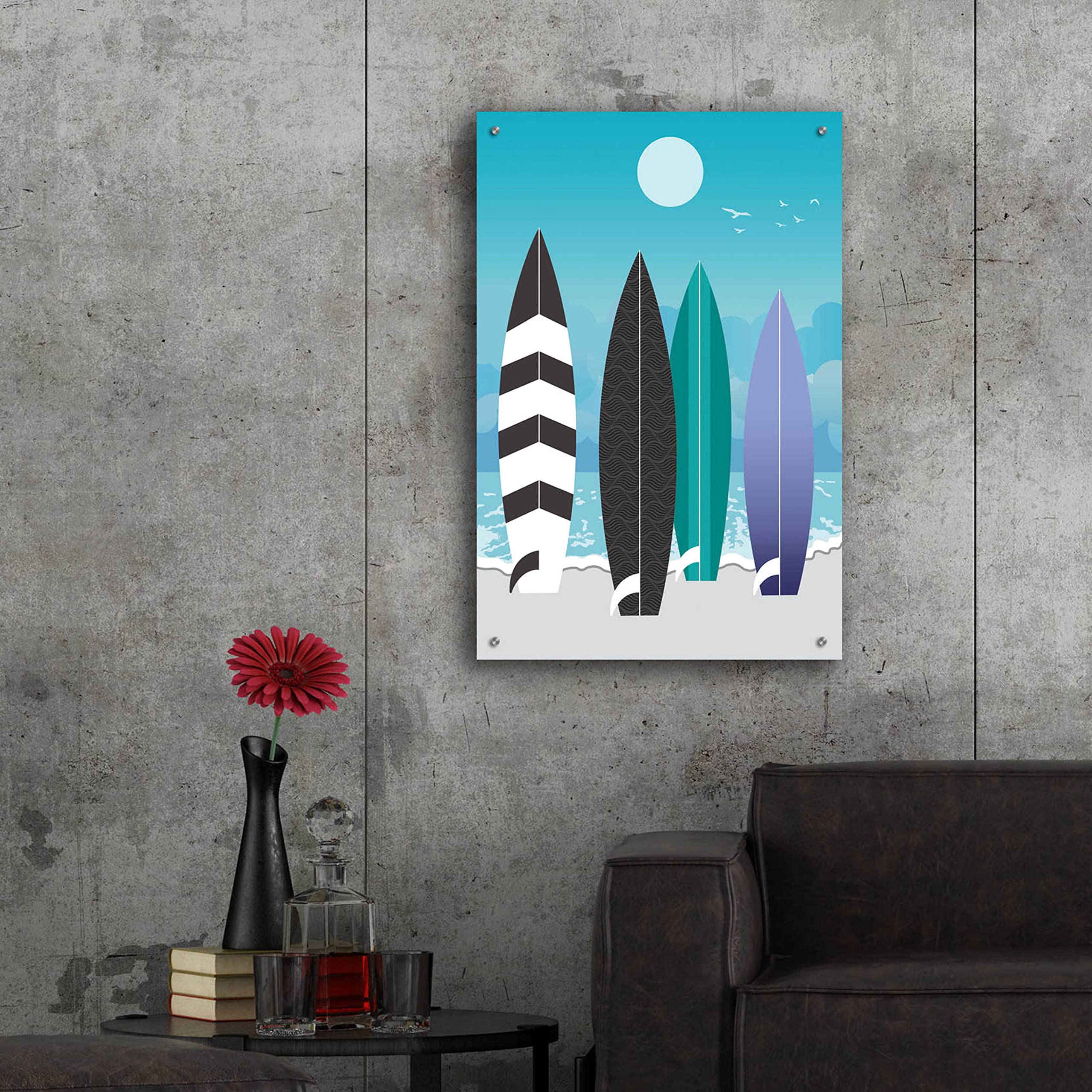 Epic Surfboards Acrylic Glass Wall Art by Ayse - 24x36 Inches Modern Beach Decor for Living Room, Bedroom & Office