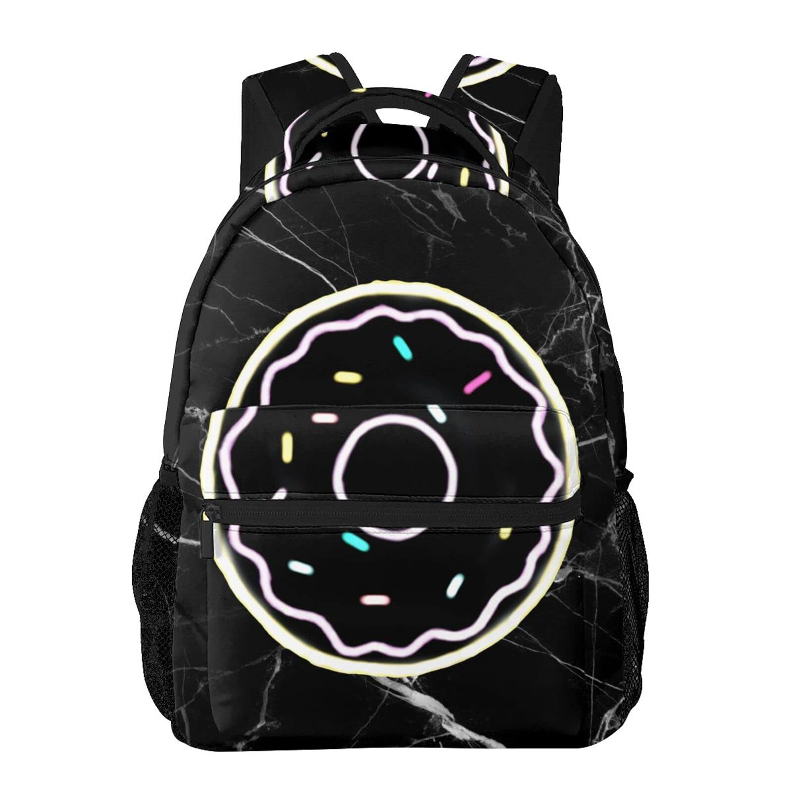Vontako Stylish Donut Black Backpack - Lightweight School Daypack for Women & Men - Perfect for College, Work, Travel & Everyday Use