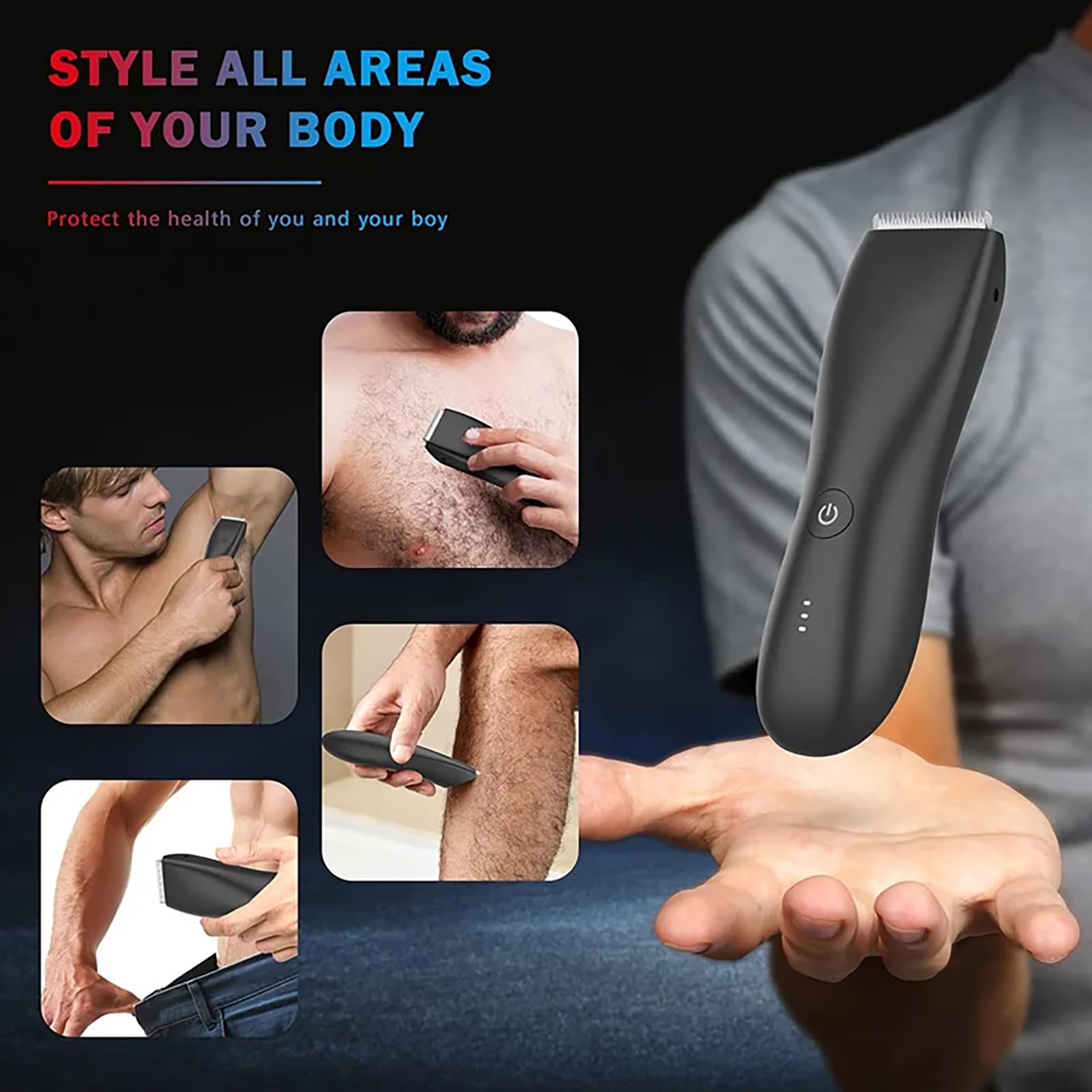 Premium Body Hair Trimmer for Men & Women - Electric Manscaping Shaver with Safety Design for Groin, Underarms & Sensitive Areas - Waterproof & Cordless for Easy Use at Home or Travel (White)