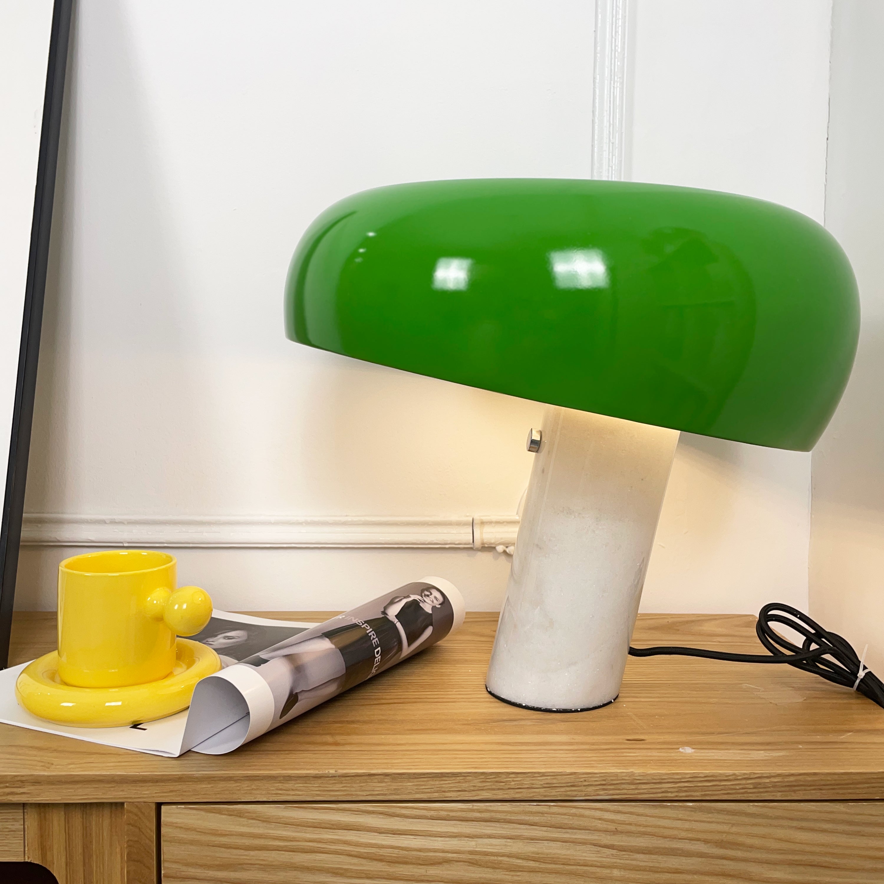 Nucleus Marble Table Lamp - Modern Home Decor Lighting for Bedroom, Living Room & Office - Elegant Nightstand Lamp with Natural Stone Base