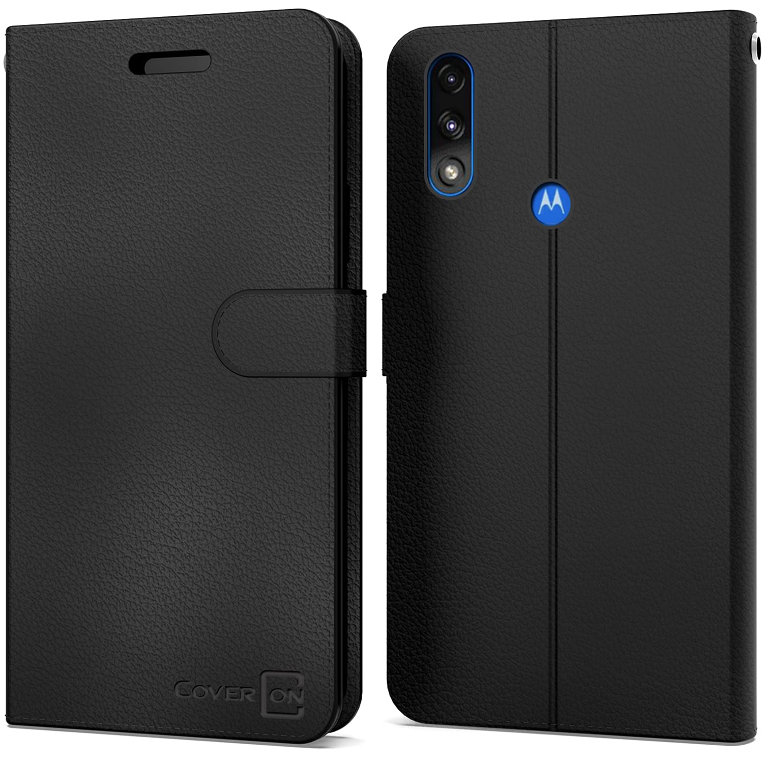 Premium Leather Wallet Case for Motorola Moto E7 Power - RFID Blocking Flip Folio with Card Slots & Kickstand (Black) | Perfect for Daily Use, Travel & Hands-Free Viewing