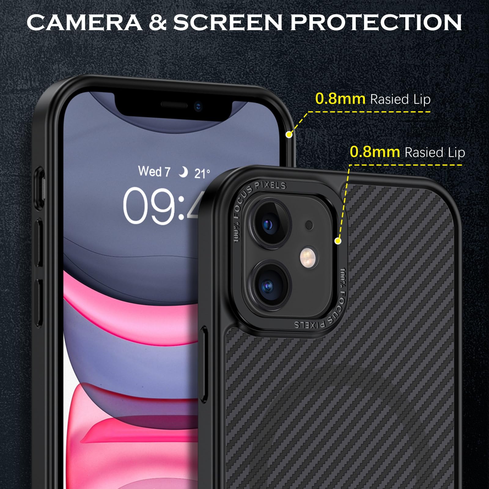 YINLAI Magnetic Phone Case for iPhone 11 6.1-Inch [Magsafe Compatible] - Carbon Fiber Slim Protective Cover with Metal Frame & Buttons | Shockproof & Wireless Charging Support | Perfect for Men & Women | Ideal for Daily Use, Work & Outdoor Activities (Black)