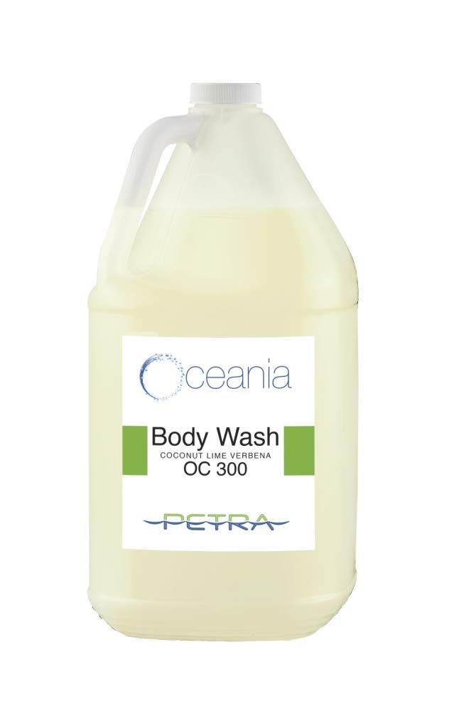 Oceania Wholesale Bulk Body Wash - 4 Gallon Pack (4 x 1 Gal/Case) | Coconut Lime Scented | Deep Cleansing & Moisturizing Shower Gel for Gym, Spa & Fitness Centers | Ideal for Commercial Use in Gyms, Hotels and Sports Facilities