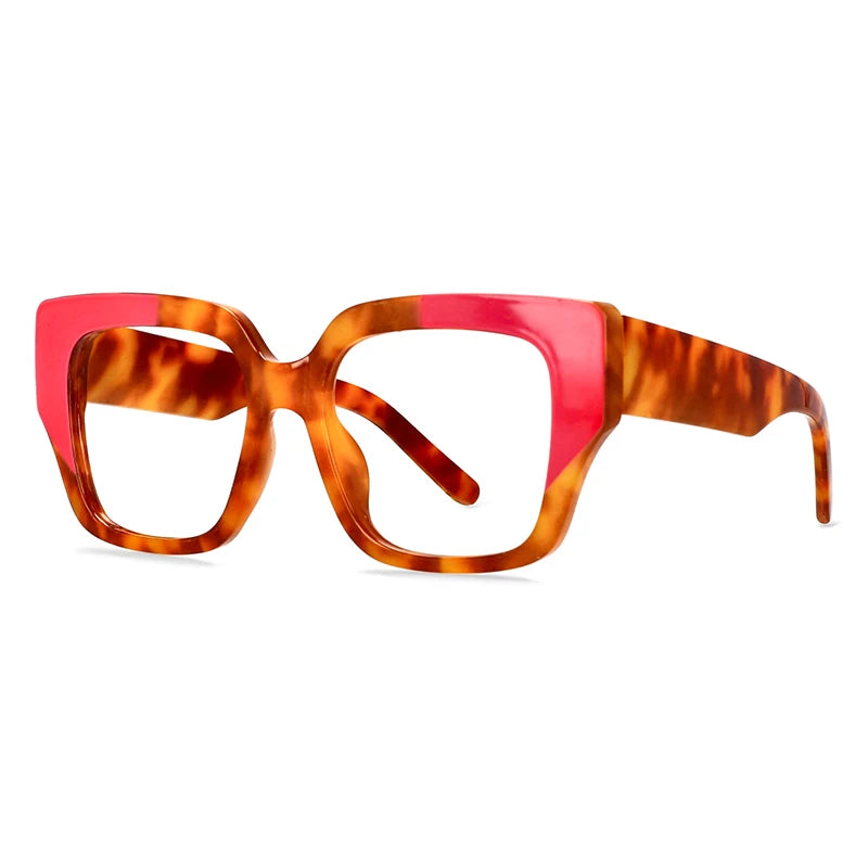 CCspace Women's Full Rim Large Square Plastic Reading Glasses R57129 - Fashionable Blue Light Blocking Readers for Work, Reading & Computer Use