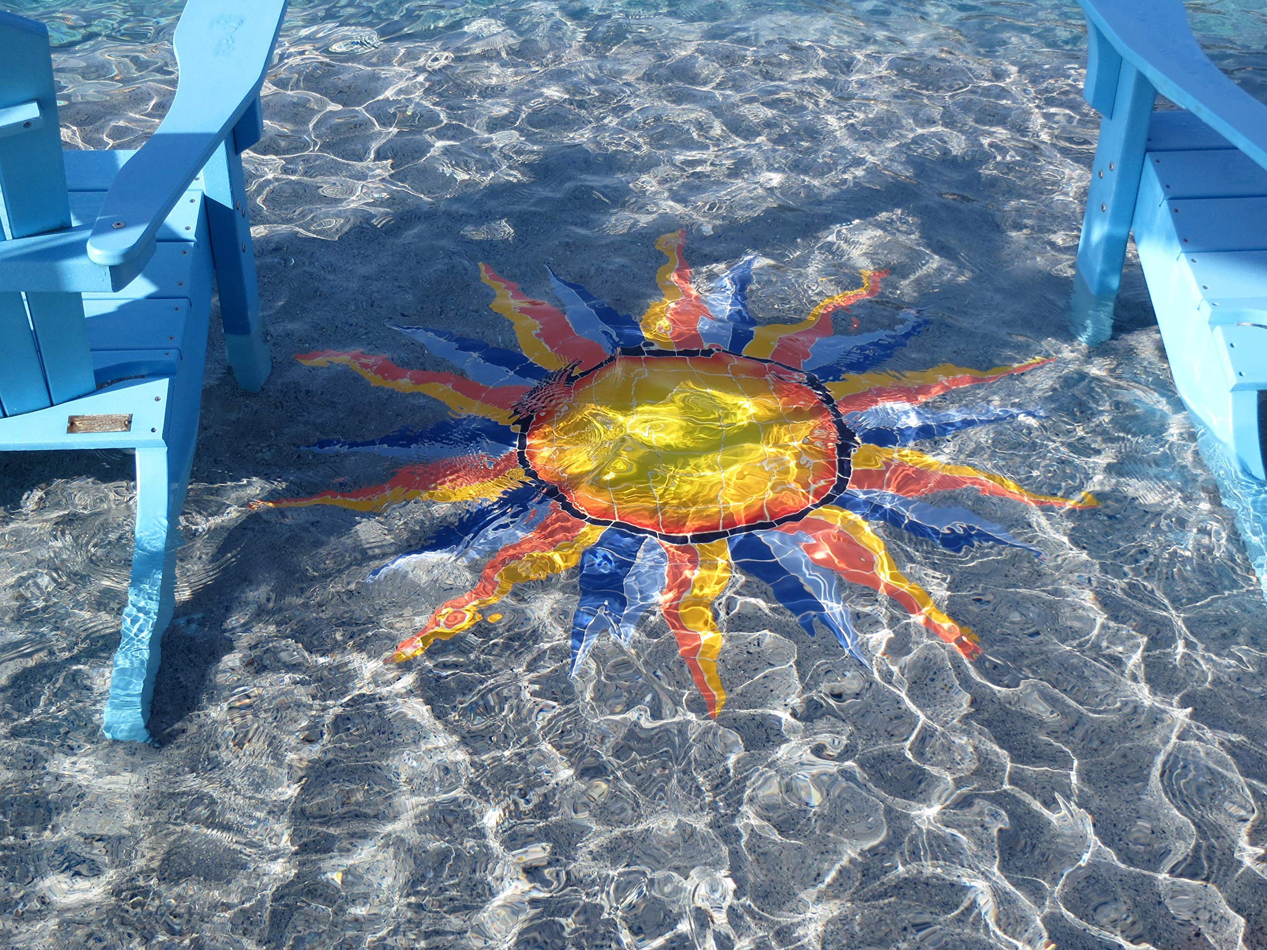 Sun Medallion Ceramic Swimming Pool Mosaic Tile - 48