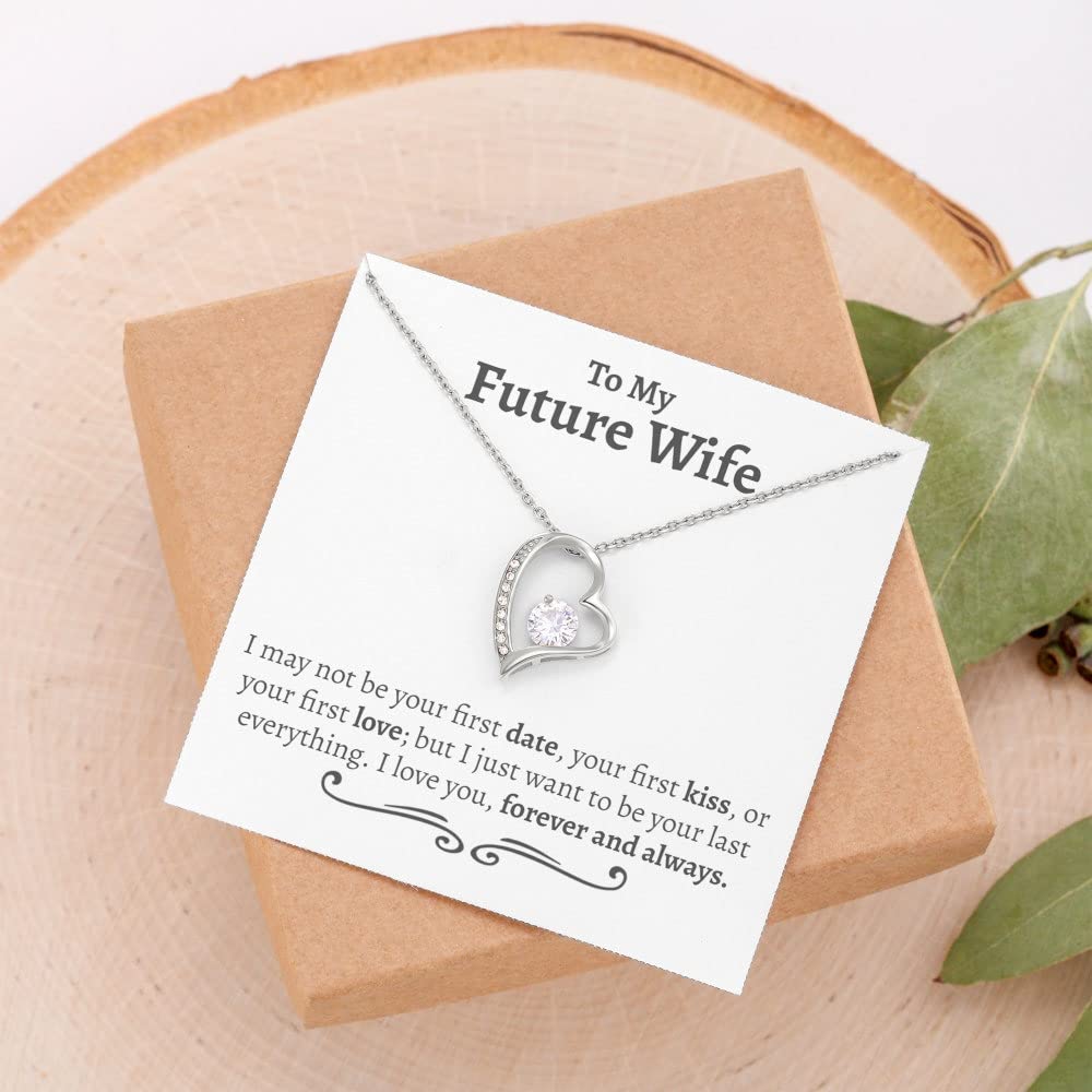 To My Future Wife Necklace - Romantic Engagement & Wedding Gift for Bride from Groom, Sterling Silver Sentimental Jewelry with Gift Message Card - Perfect for Proposals, Anniversaries & Valentine's Day