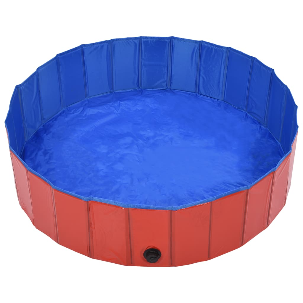 Foldable Dog Swimming Pool 120x30 cm - Portable PVC Pet Pool for Small & Medium Dogs - Ideal for Backyard, Beach & Outdoor Play - Red