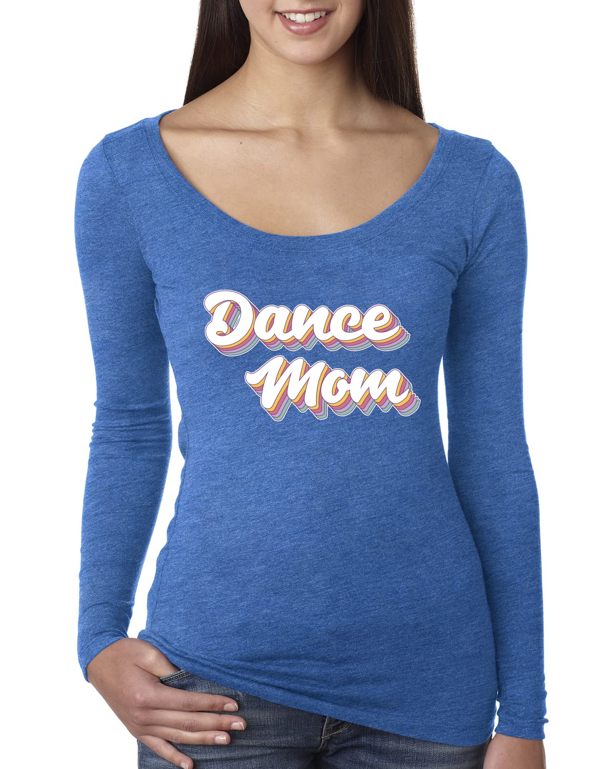 Wild Bobby Dance Mom Girl Sports Women's Scoop Neck Long Sleeve Top - Perfect for Dance Practice, Gym Workouts & Casual Wear