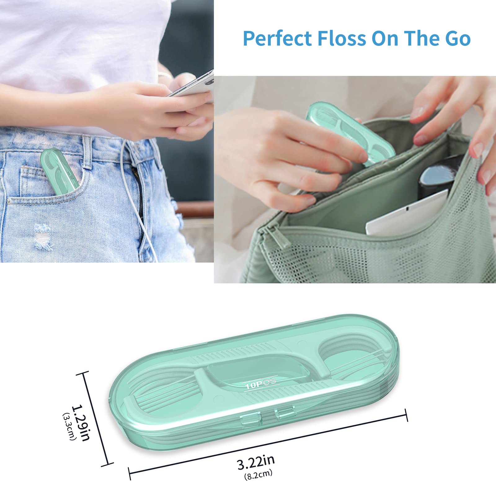 Portable Dental Floss Picks 2 Pack - Professional No Shred Floss Sticks for Travel & On-The-Go - Ultra Compact Teeth Cleaning Tools - Perfect for Home, Office, Gym & Daily Oral Care
