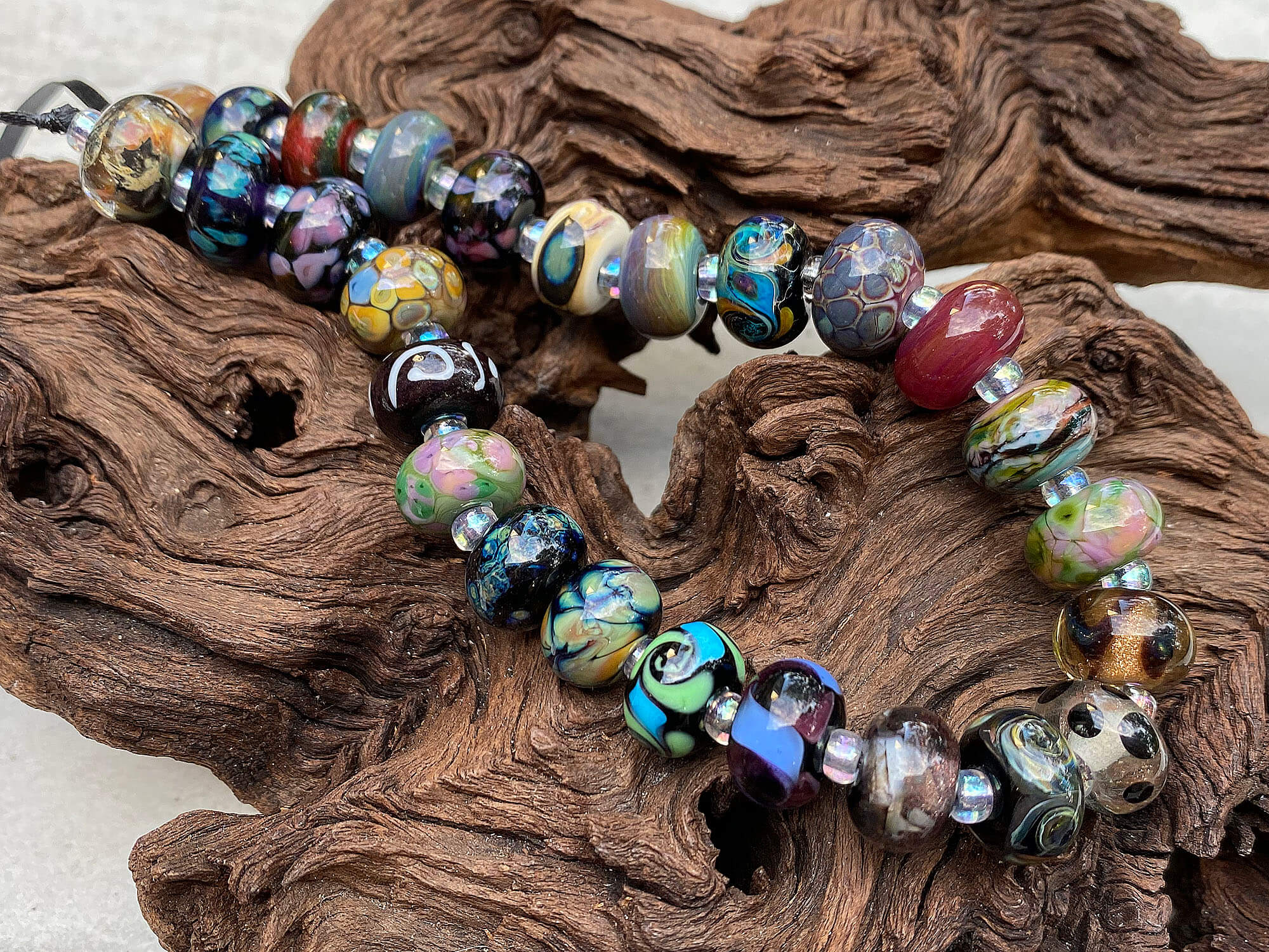 26-Piece Black & Multicolor Mixed Lampwork Glass Beads Set for Jewelry Making, DIY Crafts, Bracelets & Necklaces - SRA Certified