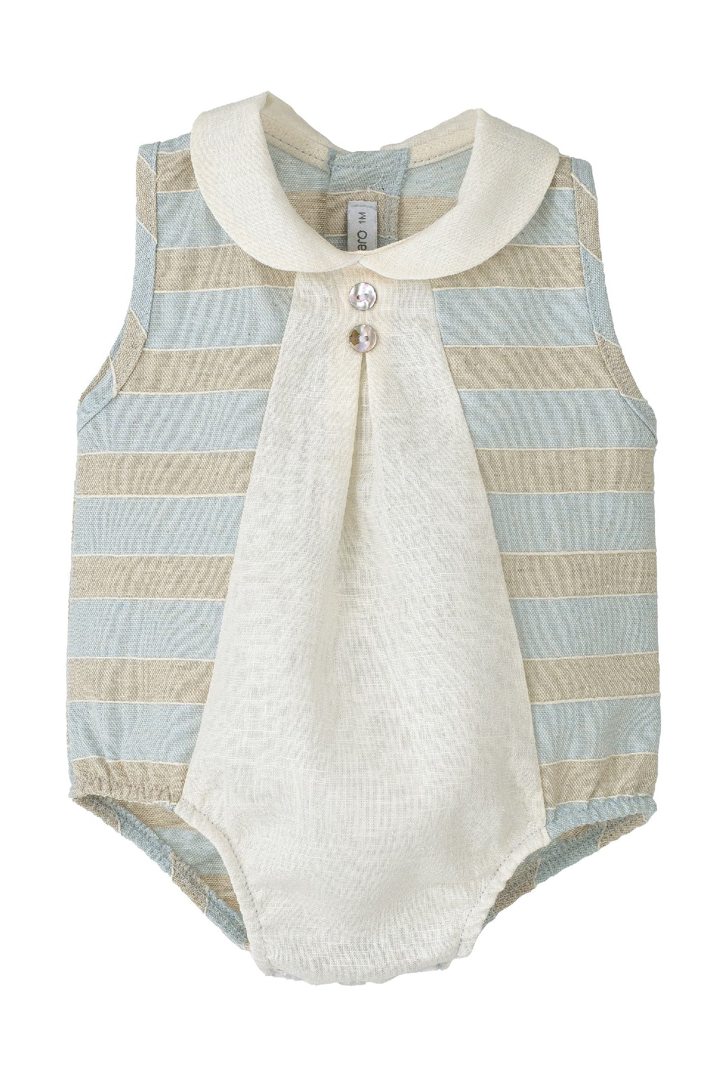 Wren Powder Blue & Stone Striped Romper - Stylish Baby Jumpsuit for Boys & Girls | Perfect for Playdates, Photoshoots & Casual Outings
