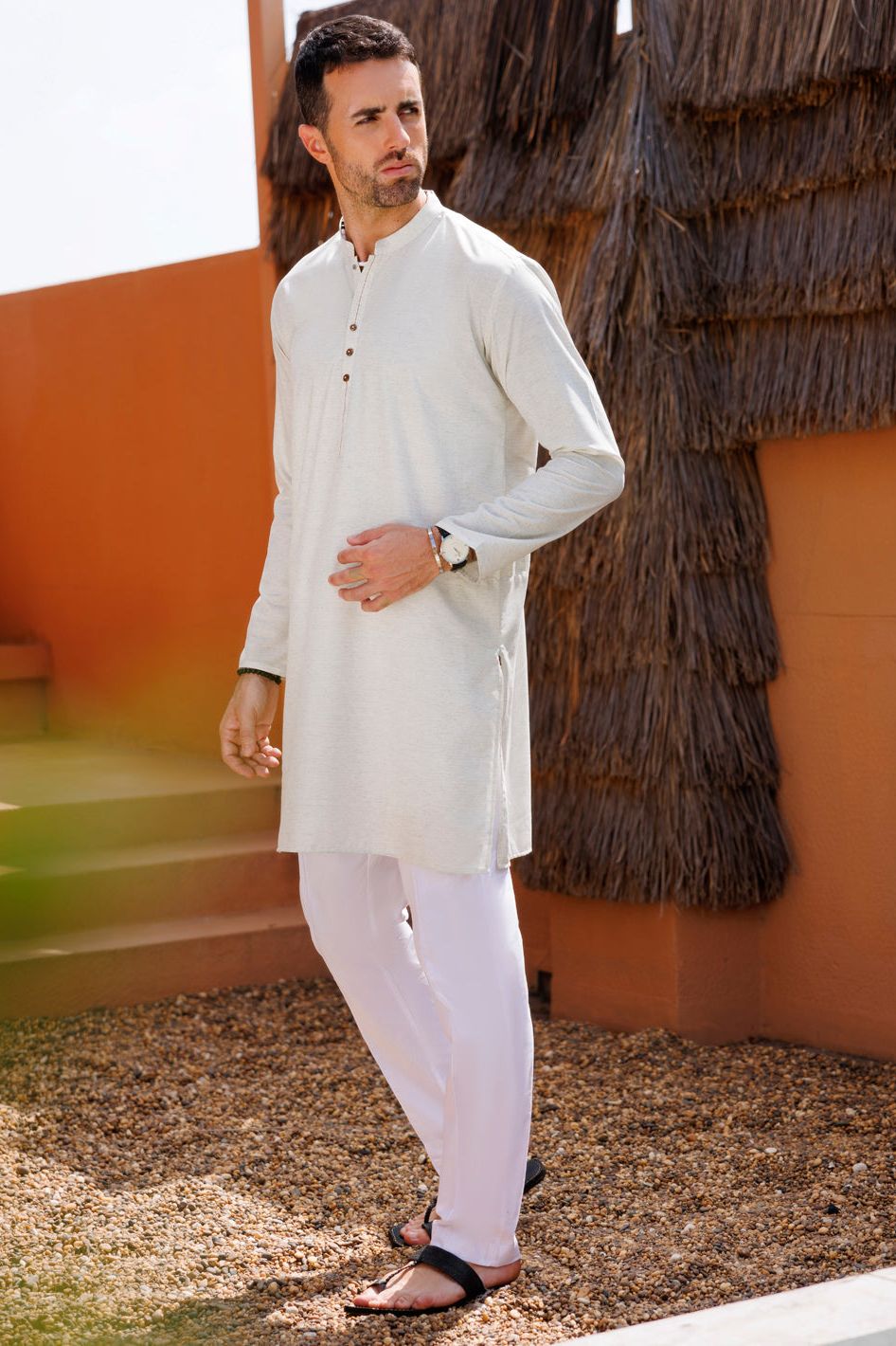 Stylish Blended Cream Kurta for Women - Comfortable & Trendy Ethnic Wear - Perfect for Festivals, Weddings & Casual Outings