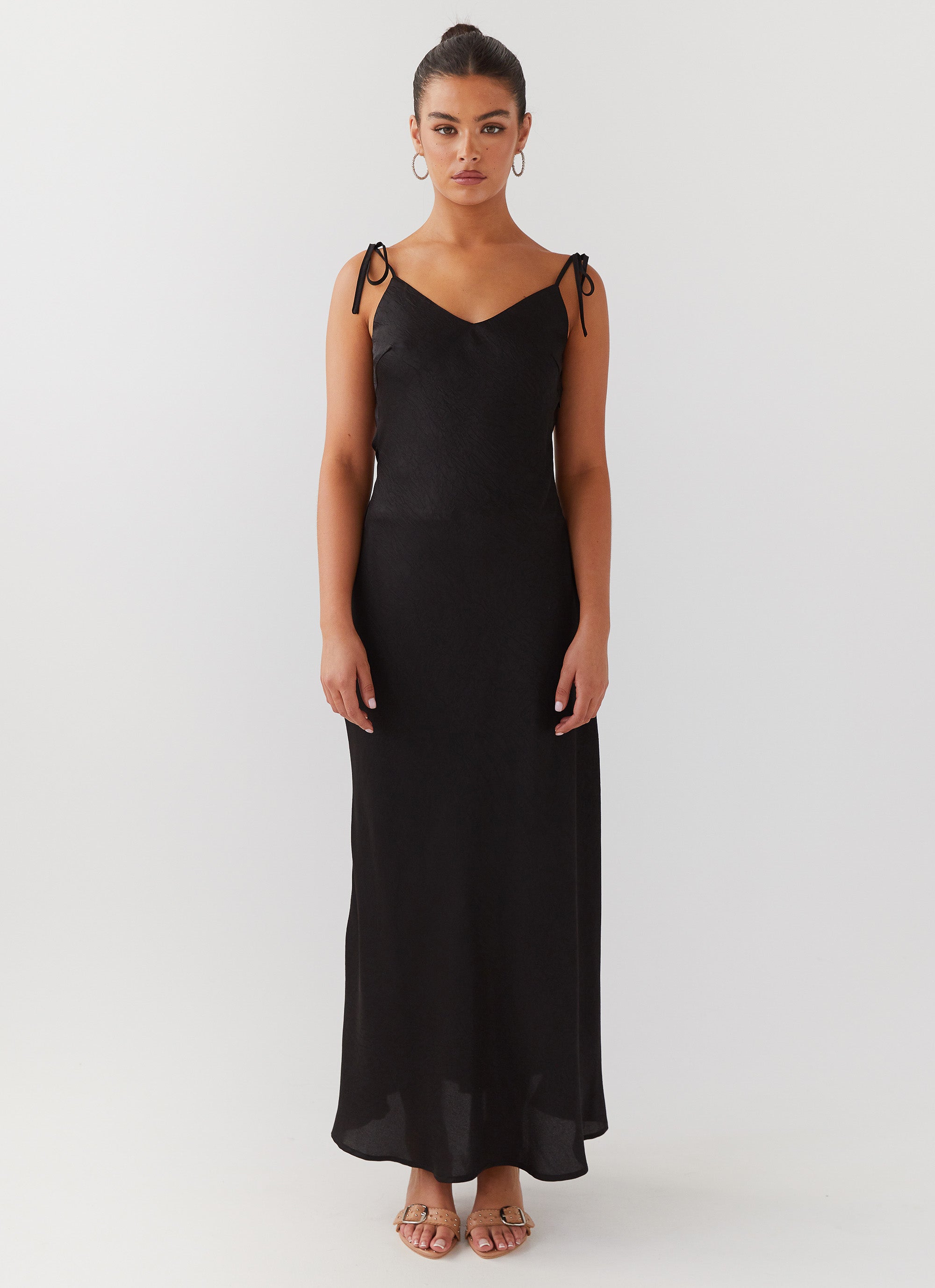 Elegant Satin Maxi Dress for Women - Desire Dream Shadow - Perfect for Evening Parties, Weddings & Special Occasions
