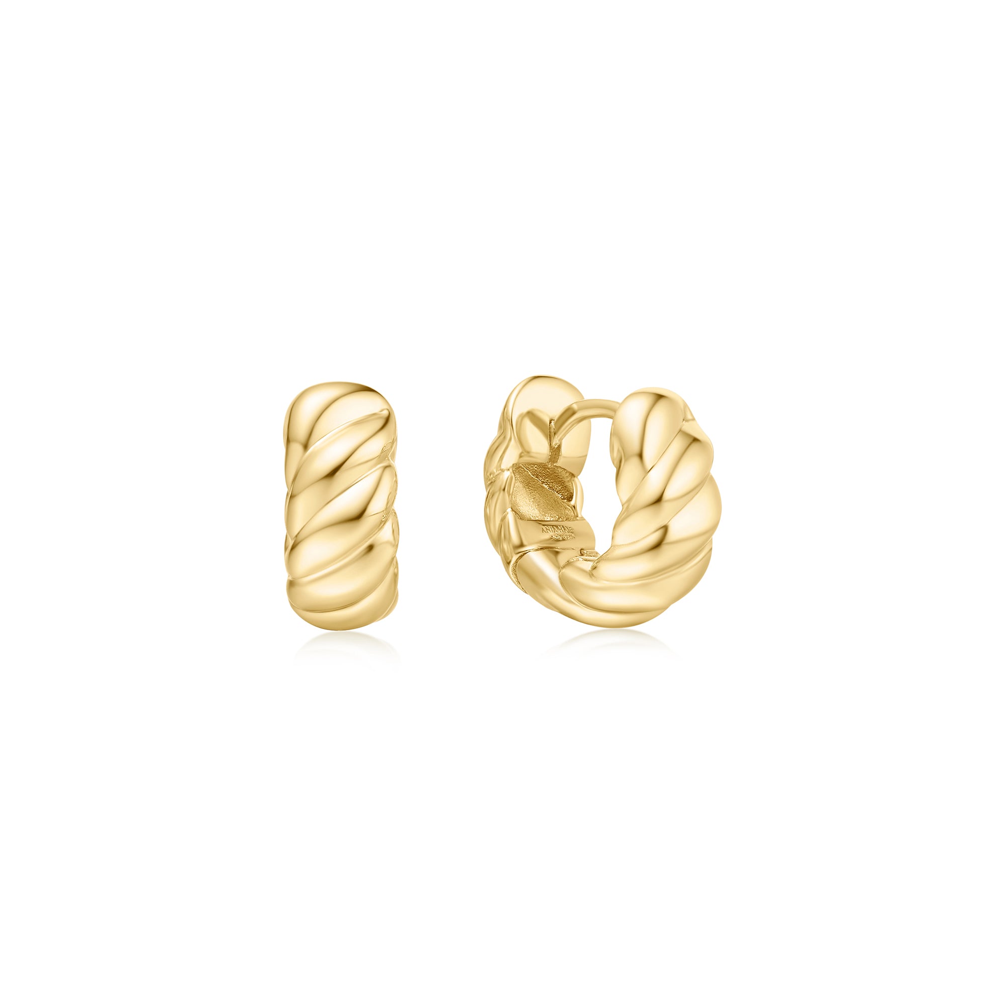Gold Bold Texture Small Huggie Hoop Earrings for Women - Minimalist Everyday Jewelry for Work & Date Night