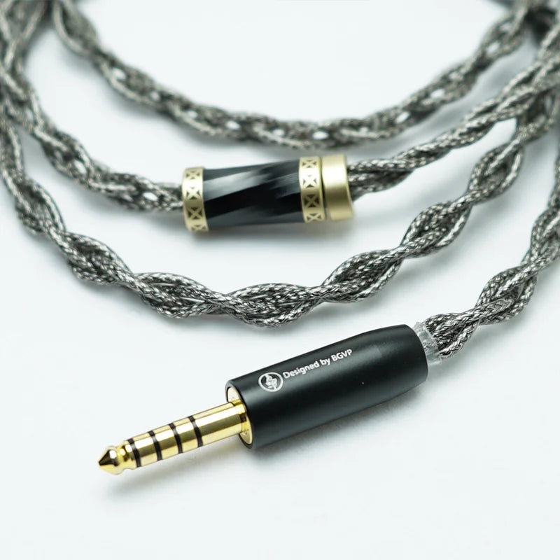 BGVP Gray Rose 5N Single Crystal Copper Silver Plated Shielded Cable - High-Quality Audiophile Headphone Cable for Enhanced Music Listening Experience