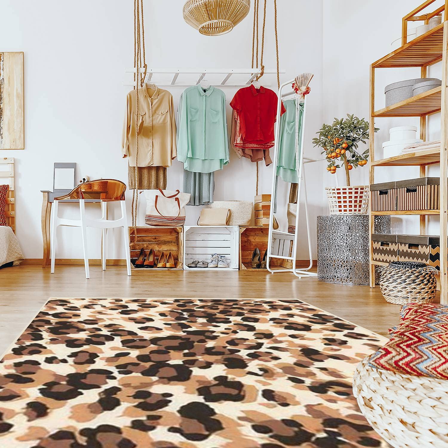 Modern Abstract Panther Pattern Area Rugs - Stain Resistant Rectangular Carpet Mat for Living Room, Bedroom, Kitchen & Bathroom | Soft Home Decor Floor Covering for Cozy Spaces & High Traffic Areas