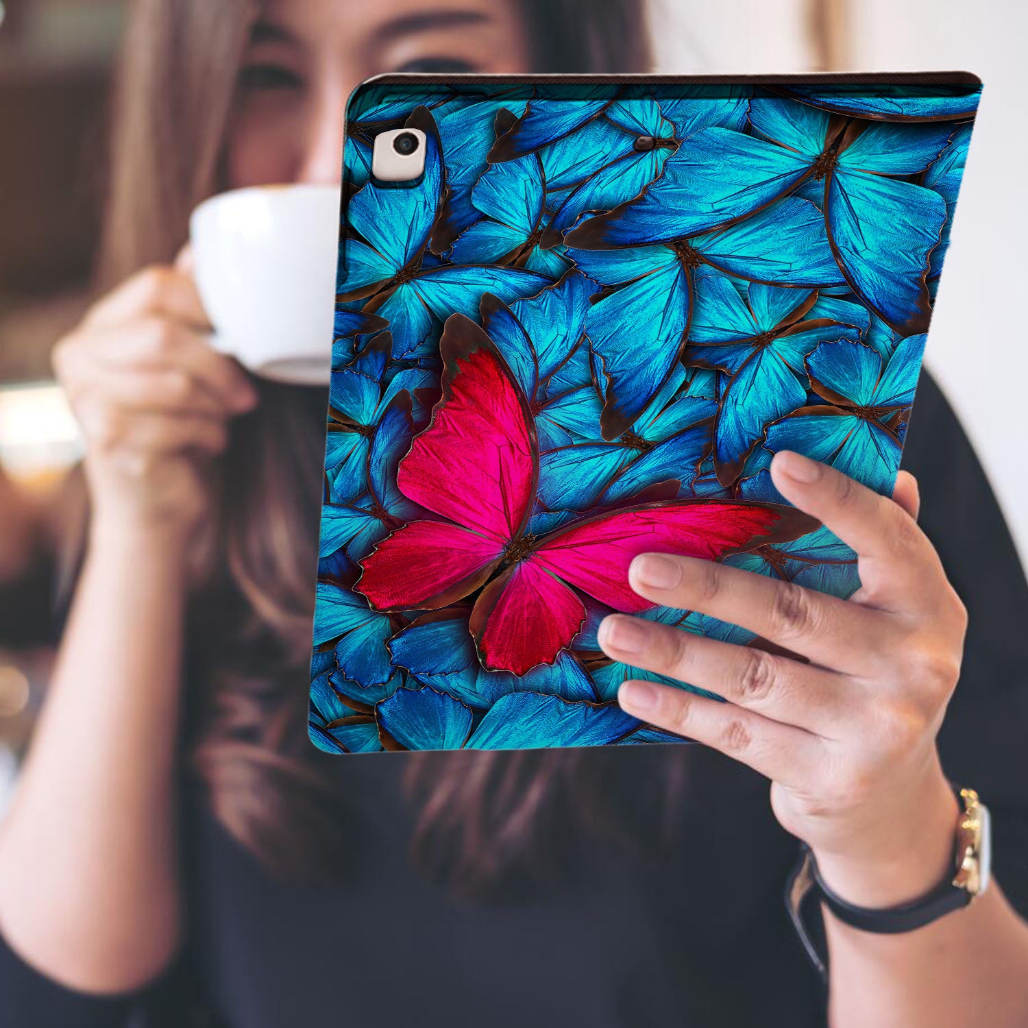 Premium iPad Folio Case with Butterfly Design - Slim Protective Cover for iPad Pro/Air/Mini - Perfect for Work, Travel & Daily Use