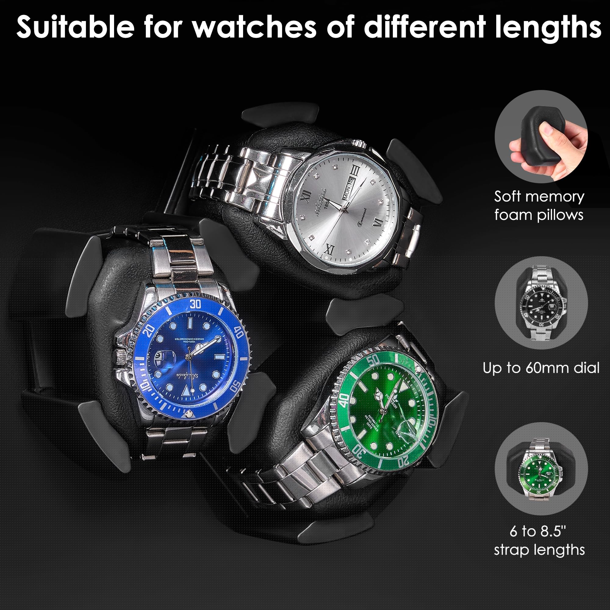 ANWBROAD Watch Winder for Automatic Watches - 6 Watch Capacity with LED Display & Ultra Quiet Motor - 4 Rotation Modes, USB Powered Watch Storage Box - Perfect for Watch Collectors & Luxury Timepiece Maintenance (Model UJWW003A)