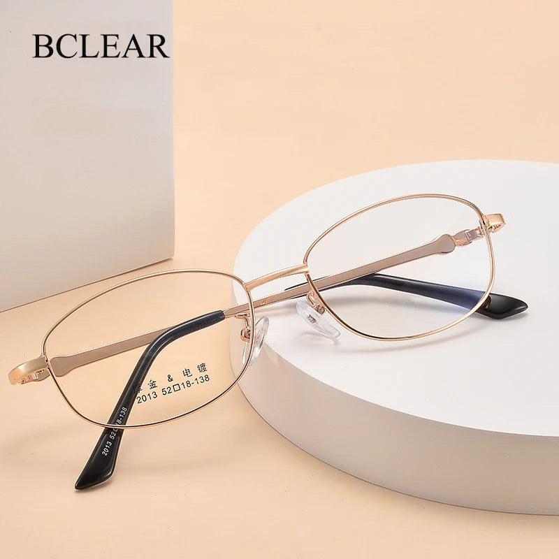 Bclear Women's Full Rim Oval Alloy Eyeglasses - Lightweight Metal Frame Glasses for Women, Trendy Oval Shape, My2013 Collection - Perfect for Office, Reading & Everyday Fashion